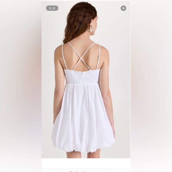 CINQ À SEPT Effie Bubble Hem Minidress In White - Picture 4 of 14